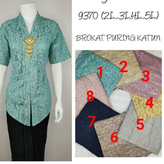 Indah Kebaya | 9370 | Kebaya Kartini Lengan 3/4 Siku Brokat Semi Prancis Puring Katun Paris Supplier