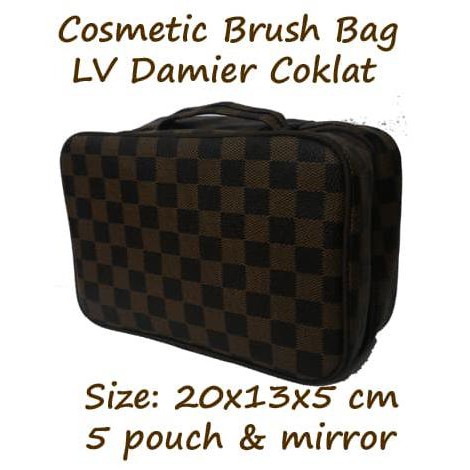 promo CBB LV Damier Coklat (Cosmetic Brush Bag) Tas Kosmetik Branded 5 pouch