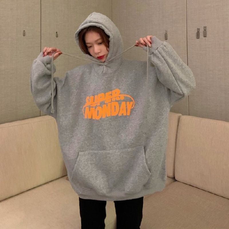 Hoodie MONDAY VIBES (S - 6XL) Jaket Jumper Korean Style BIGSIZE Super Monday Sweatshirt Harajuku Pria Wanita Jacket Boy Girl BIG SIZE M L XL XXL XXXL XXXXL 3L 4L 5XL Fanta Fuschia Burgundy Pink Baby Grey