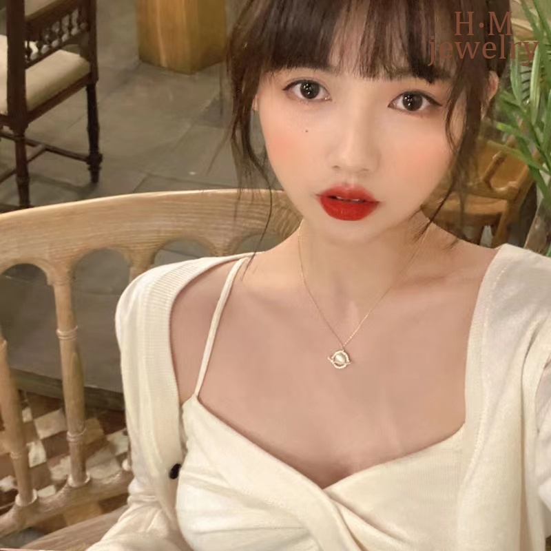Kalung Rantai Klavikula Hias Opal Bintang Universe