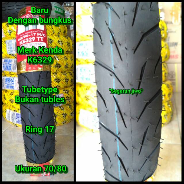 Ban motor ring 17 Ukuran 70/80 Merk kenda bukan tubles