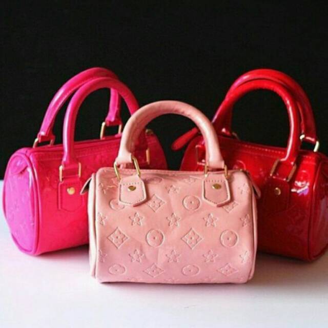 Tas Anak Fashion LV SPEEDY GLOSSY ( ada tali panjang)