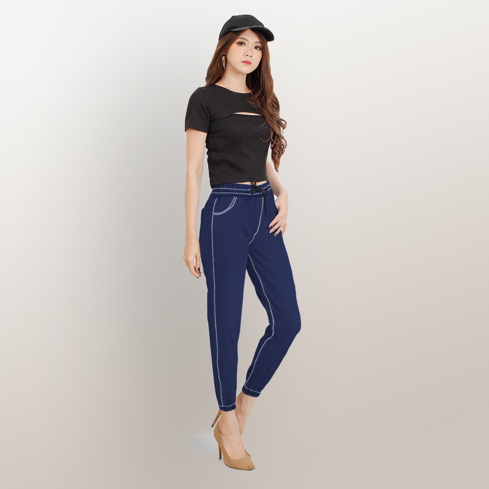 Celana Jogger jeans strech washed wanita model terbaru - XSHOP New Amoris