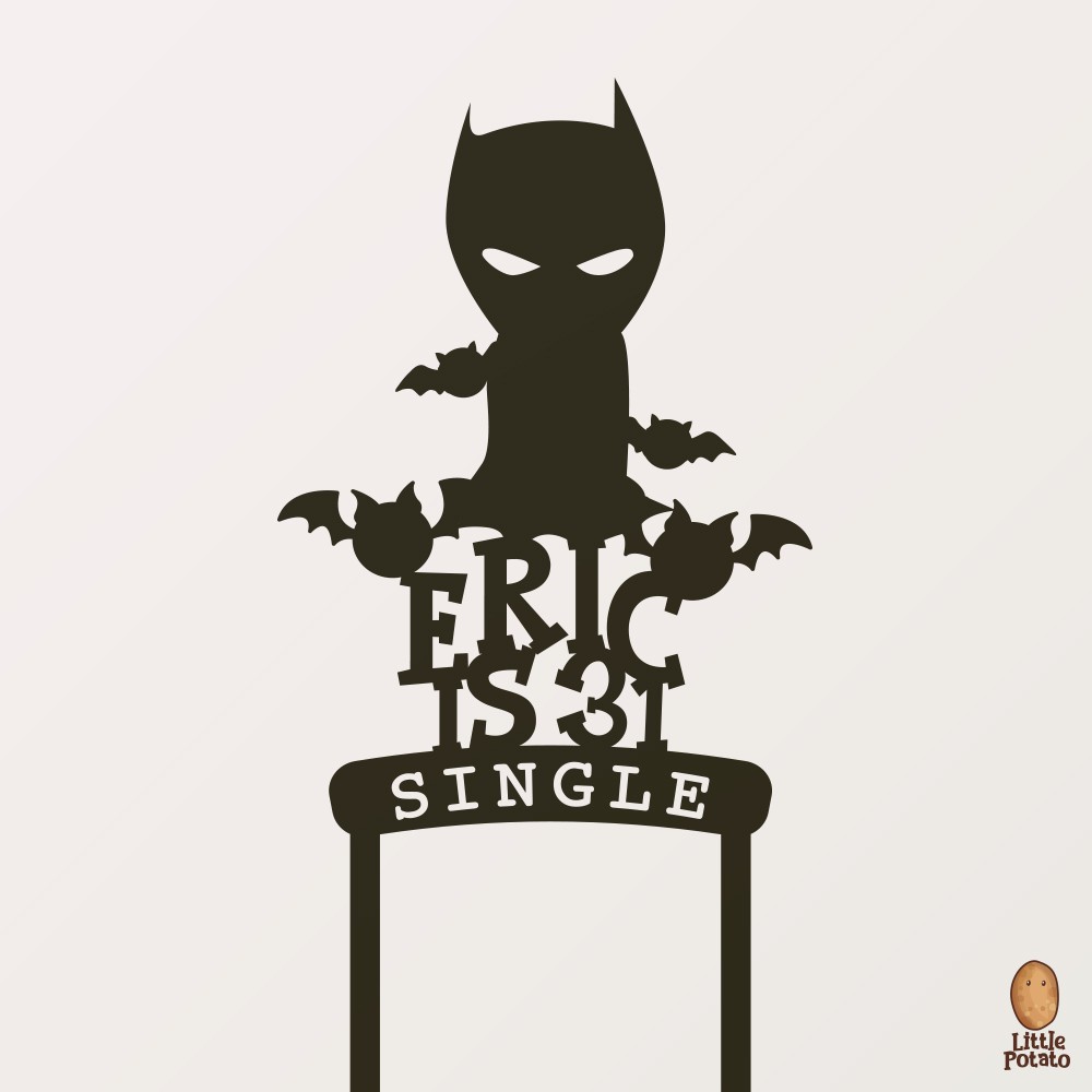 Custom Cake Topper (Tusukan Kue) - Happy Birthday [Superhero DC Comics Batman]