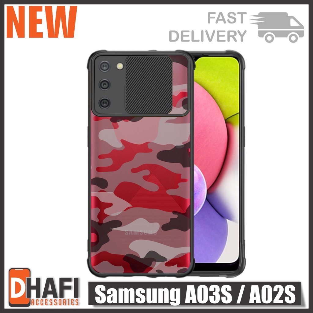 Case Samsung A03s / A02s Softcase Slide Army Camera Protect Cover Slide Armor Bumper