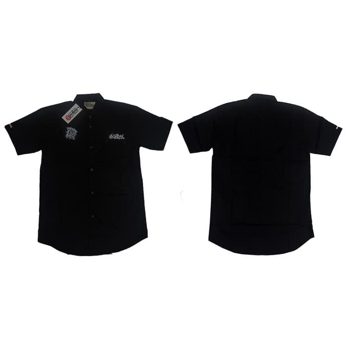 KEMEJA PRIA DISTRO ADCORE MERCH ORIGINAL WARNA HITAM LENGAN PENDEK