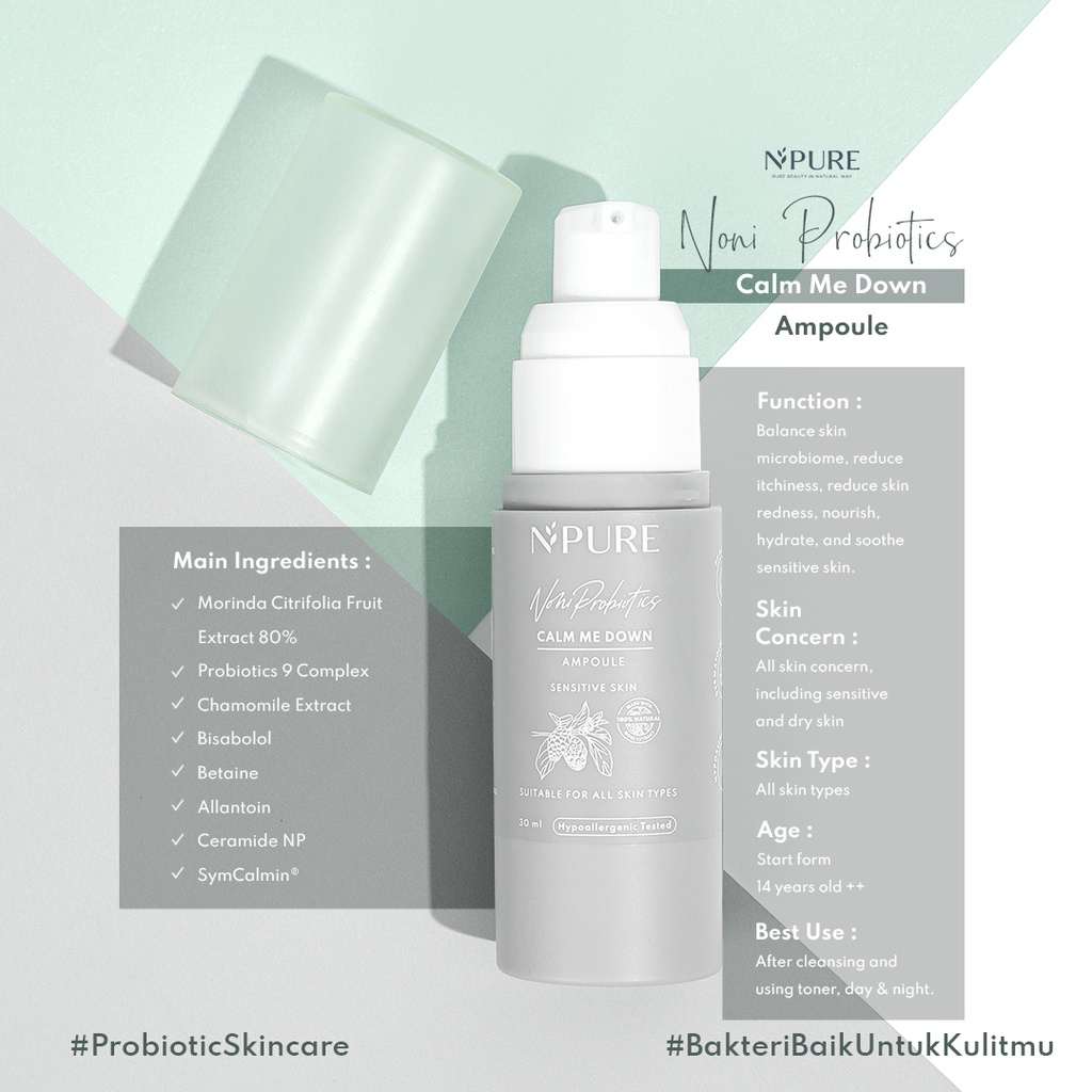 NPURE Noni Probiotics Gel Cleanser Fine Toner Ampoule Moisturizer Body Soft Lotion - Serum Toner Pelembab Kulit Sensitif