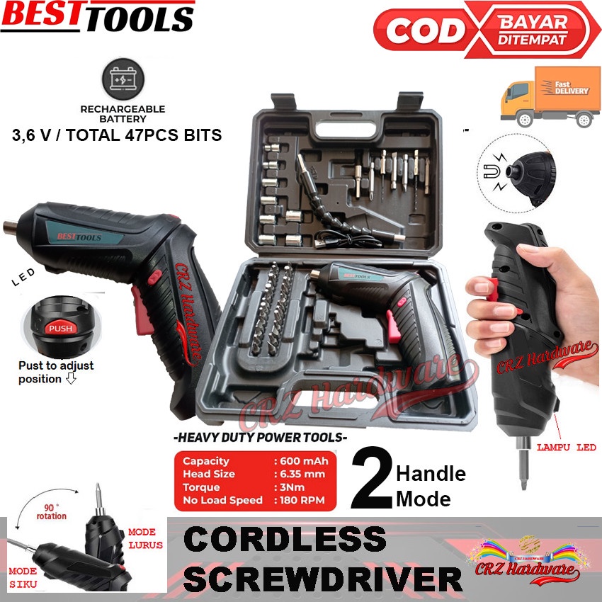 Mesin Bor Obeng Usb Cordless Screwdriver Set Mini Bor Cas Baterai