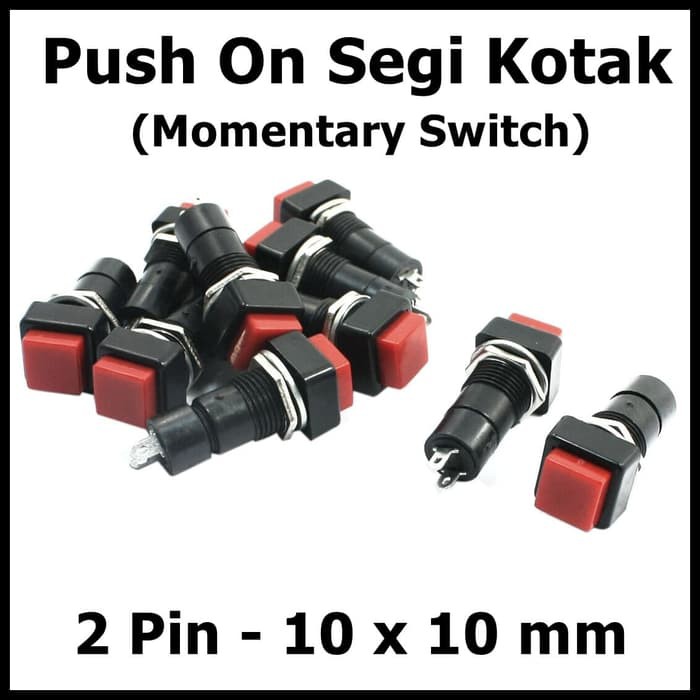 Saklar Push On Segi Kotak Merah Tombol Switch Model Kotak 10 x 10 mm