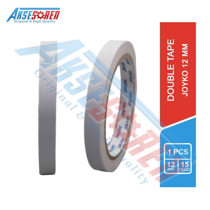 

DOUBLE TAPE 12 MM JOYKO [0.5 INCH/1 PCS] / LAKBAN ISOLASI DOBEL TIP SELOTIP