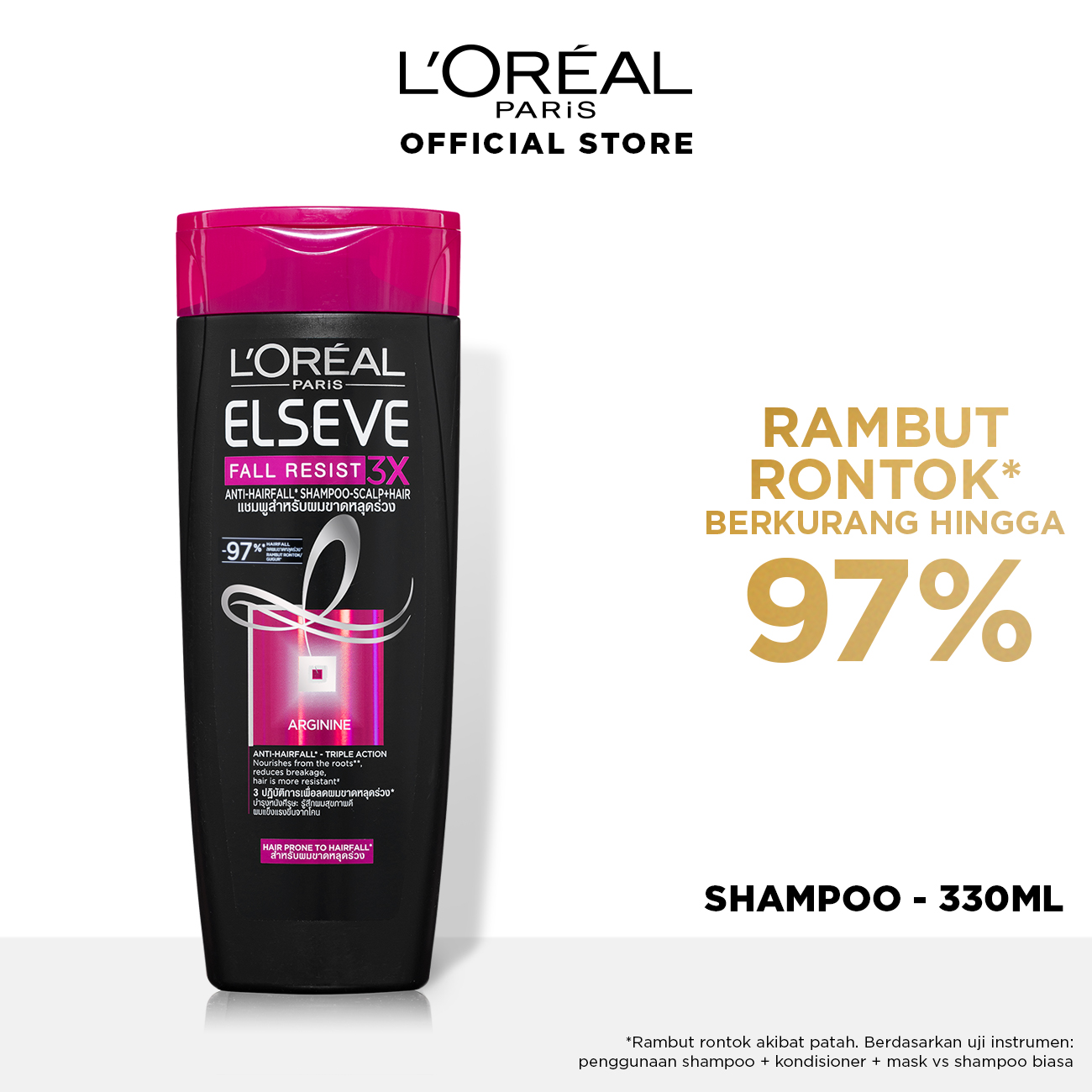 L'Oreal Paris Fall Resist 3x Shampoo Hair Care - 330 Ml (Perawatan ...