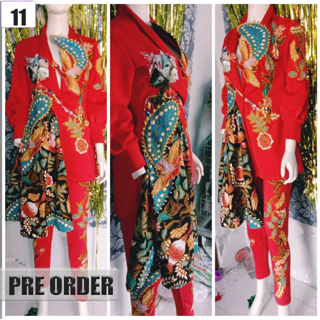 Kostum Kpop Dance Warna Merah Baju Custom Wanita Modern