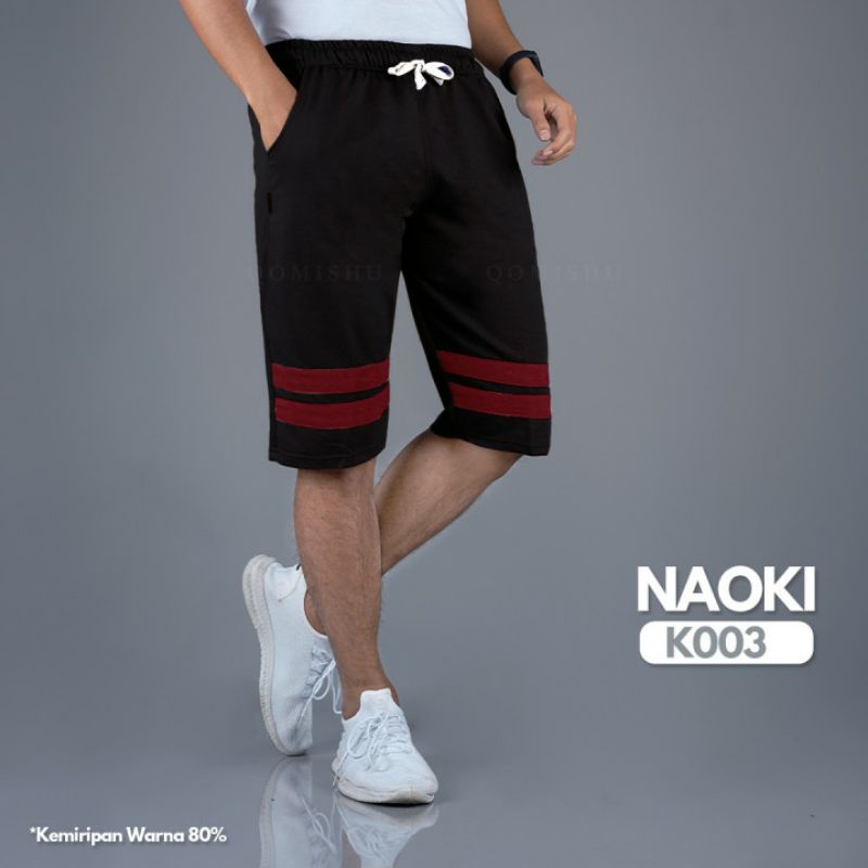 [M-XXL] FREE MASKER Celana Training Pendek Pria Naoki - Celana Pendek Sport Pria - Celana Training S