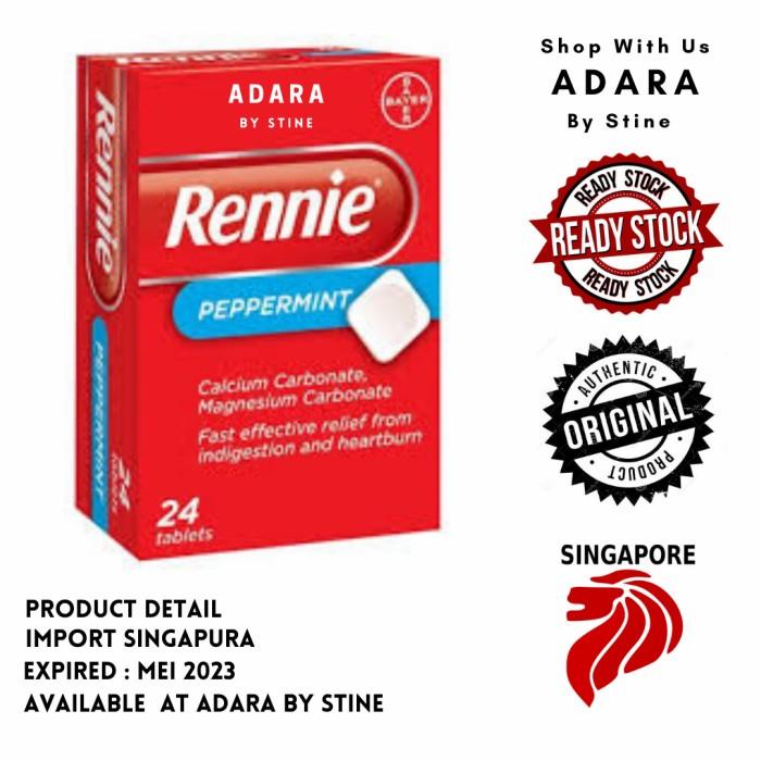 

Nabana / Rennie Peppermint 24 Tablets Original Import Singapura Asam Lambung