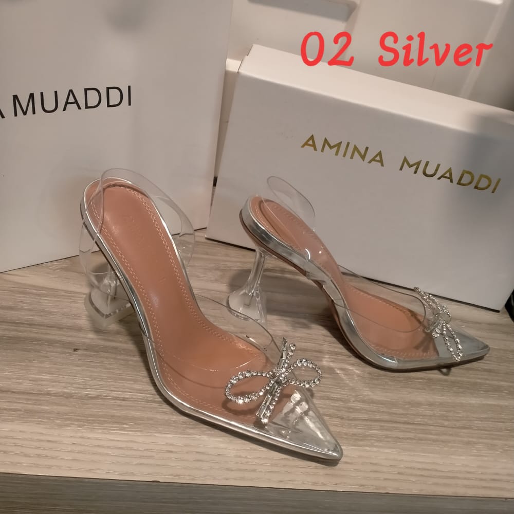 HEELS Kaca TRANSPARAN amina muaddi 01 &amp; 02 heels 9cm