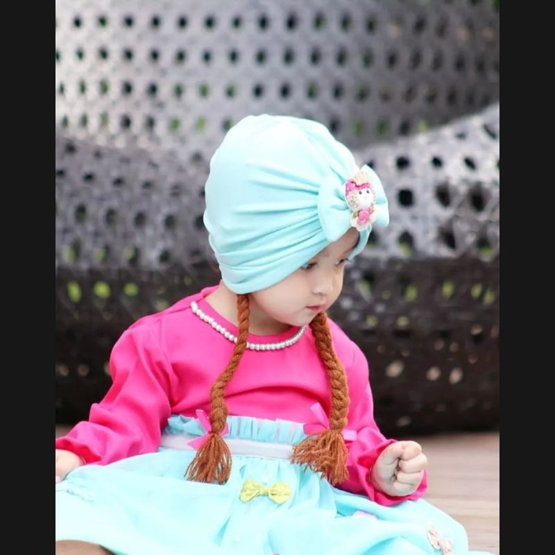 Turban Boneka Kepang Anak Bayi Usia 0-3 Tahun | Ciput Perempuan Baby New Born | Bandana Baby Girl Newborn Import Premium Lucu