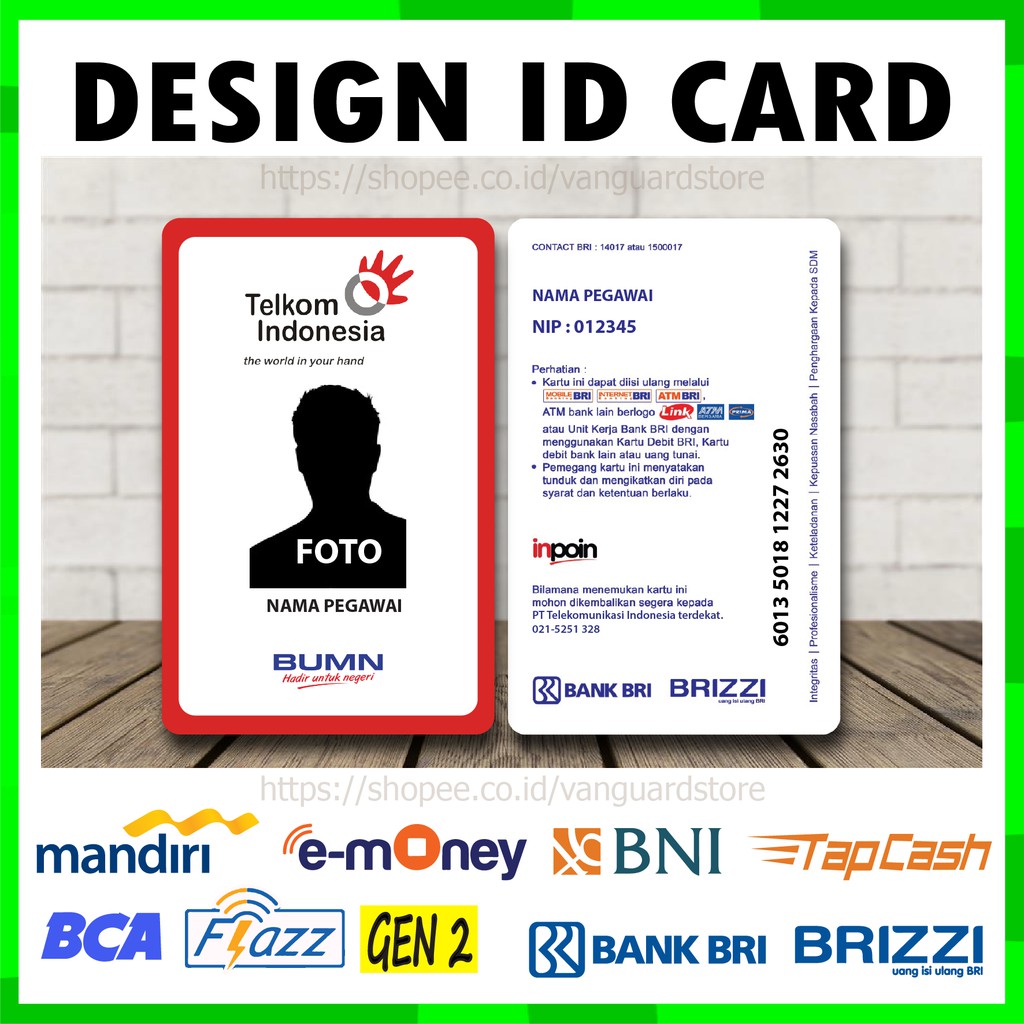 KARTU EMONEY ID CARD TELKOM KARTU ETOLL E MONEY MANDIRI FLAZZ BCA BRIZZI BRI TAPCASH BNI - 2 SISI