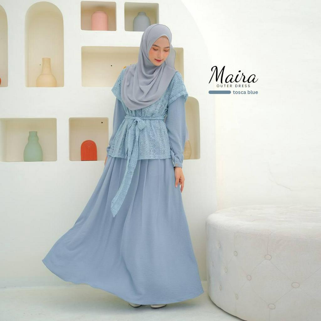 Riskirich Maira Dress 4in1 Style Variasi Outer Bisa Lepas Pasang Gamis Remaja Dewasa Stylish Kekinian