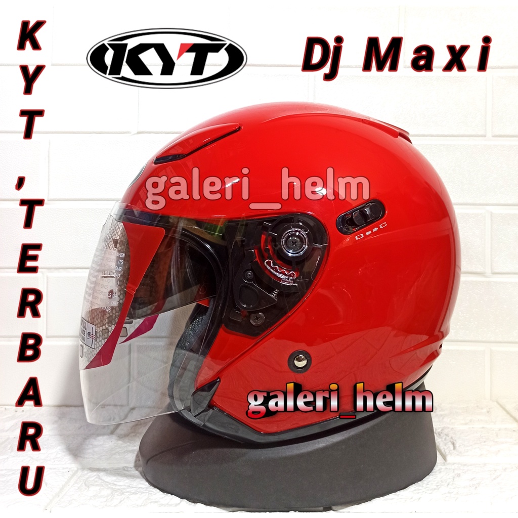 HELM KYT DJ MAXI SOLID MERAH POLOS DOUBLE VISOR TERBARU