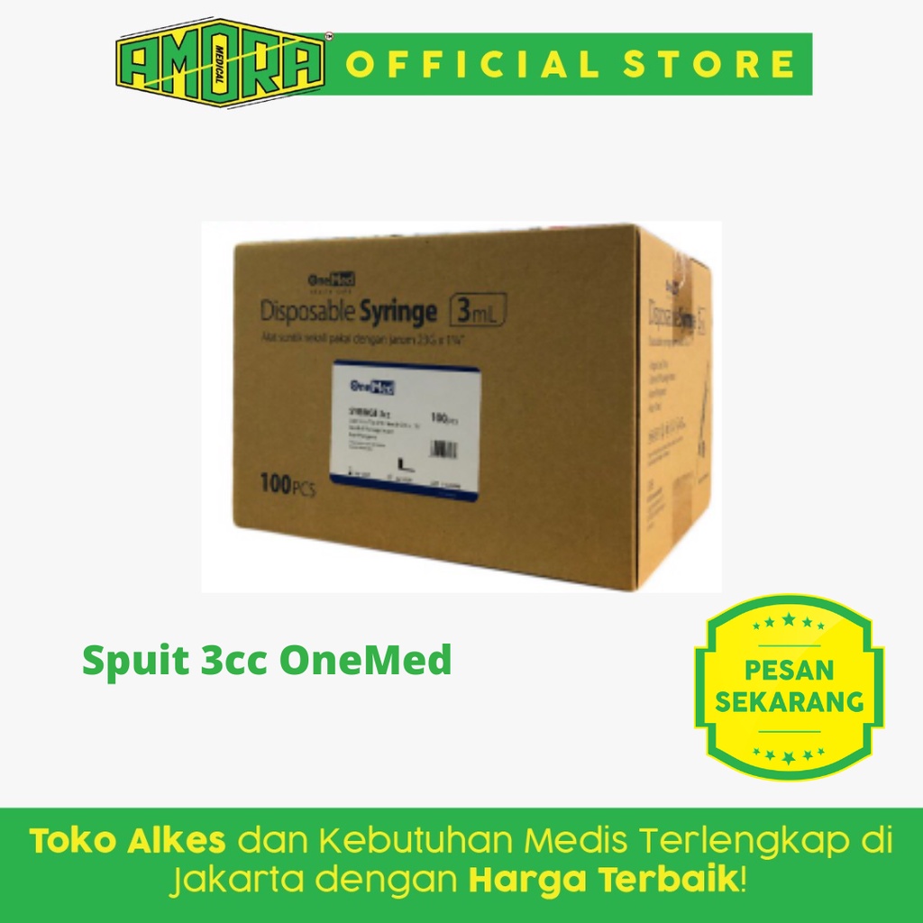 Spuit 3cc Needle 23G / Spuit 3ml OneMed Box isi 100