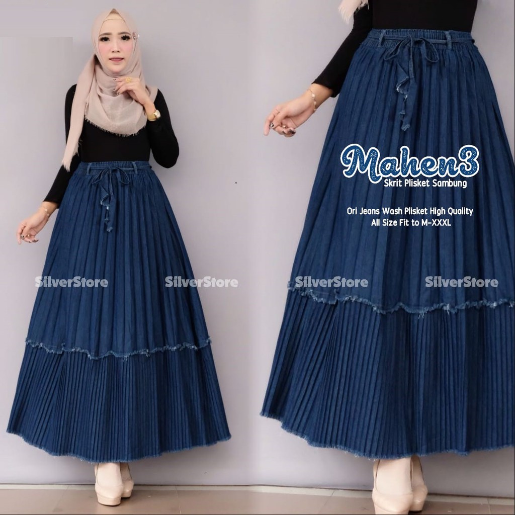 MAHEN SKIRT // ROK PLISKET JEANS GBM