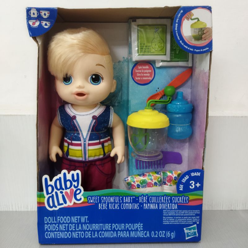 ori original baby alive sweet spoonfuls boy doll boneka cowok mainan anak hasbro hadiah kado ultah