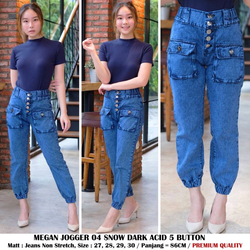 Jogger Jeans Button/Jogger Jeans Pocket/Jogger Jeans Wanita