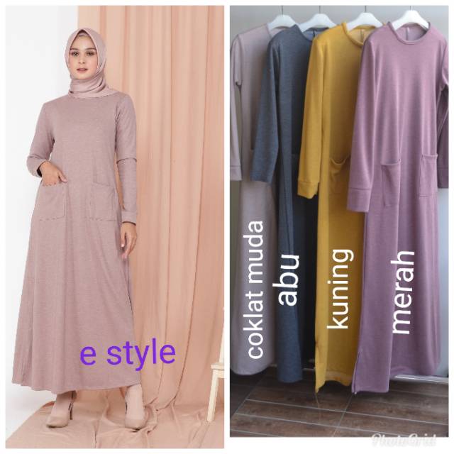 Dress muslim kantong JUMBO/dress simple/mididress simple
