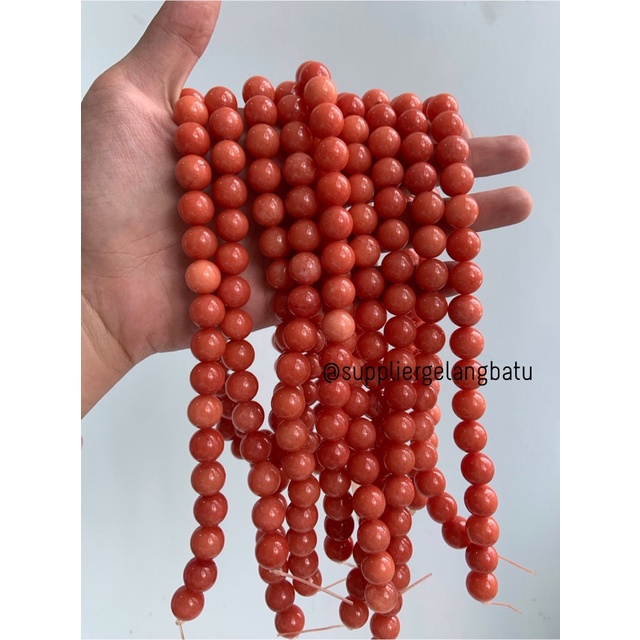 bahan batu Manigajah 12mm oren natural polish corak retak orange akik