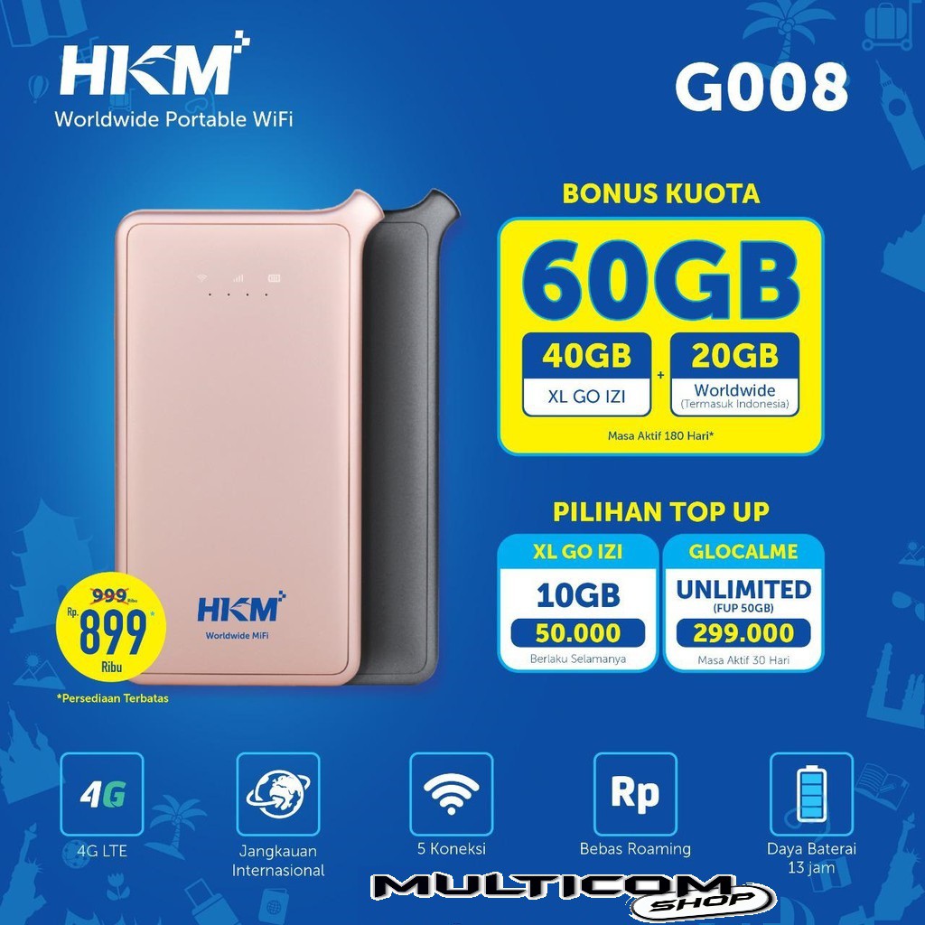 Modem Mifi Wifi HKM G008 Unlock free XL Go Izi