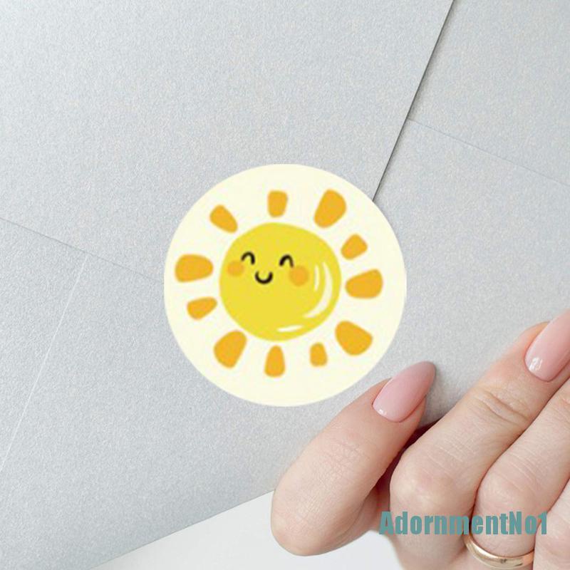 (AdornmentNo1) 500pcs / roll Stiker Bulat Motif Bunga Tulisan Thank You Untuk Scrapbook