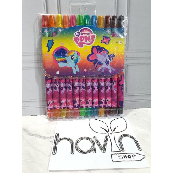 crayon putar panjang 12warna/krayon putar/rolling crayon/twist crayon/oil pastel-Little Pony