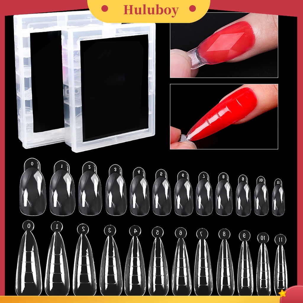 Huluboy Huluboy♡ 120pcs / Set Kuku Palsu Extension Bahan ABS Dapat Dilepas Untuk Salon Nail Art