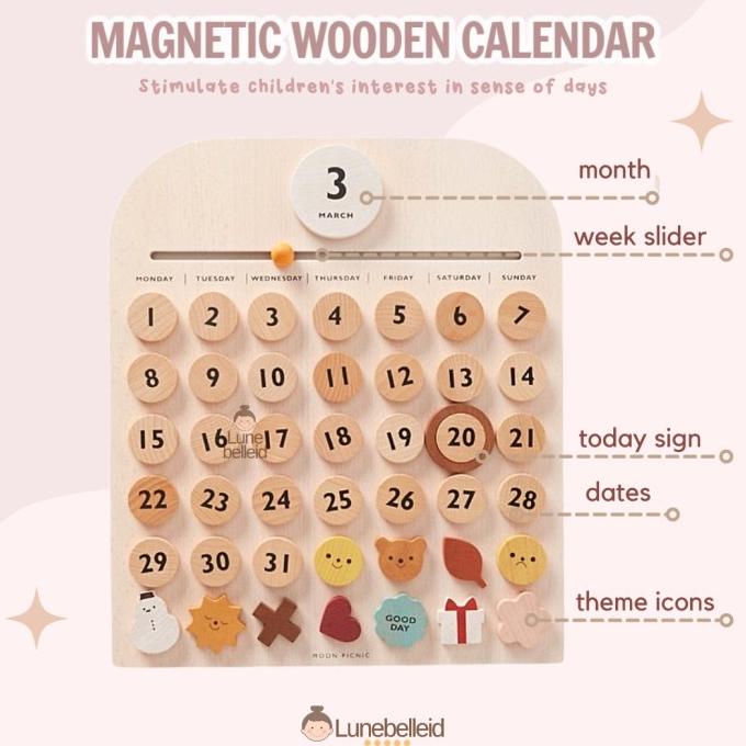 

Wooden Home Decor Magnetic Calendar Terlaris