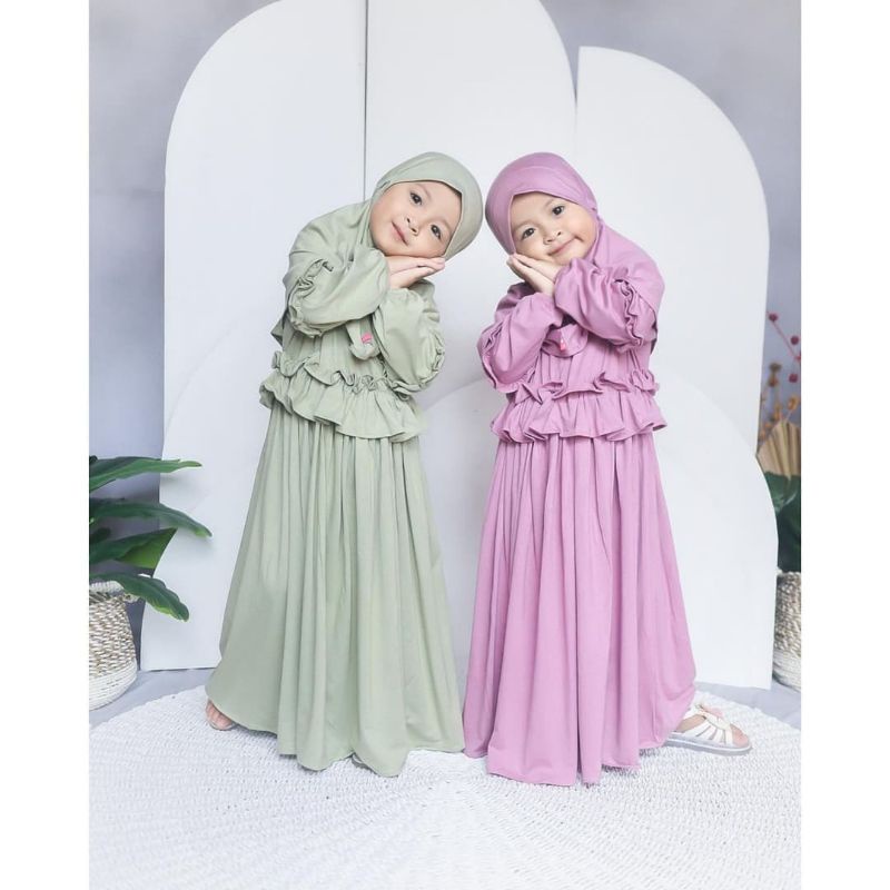 GAMIS MUSLIM ANAK PEREMPUAN 5-6 TAHUN/ZHIRA  SYARI KIDS/GAMIS SYARI ANAK SET HIJAB TERLARIS/FAR MOSLEMSTORE