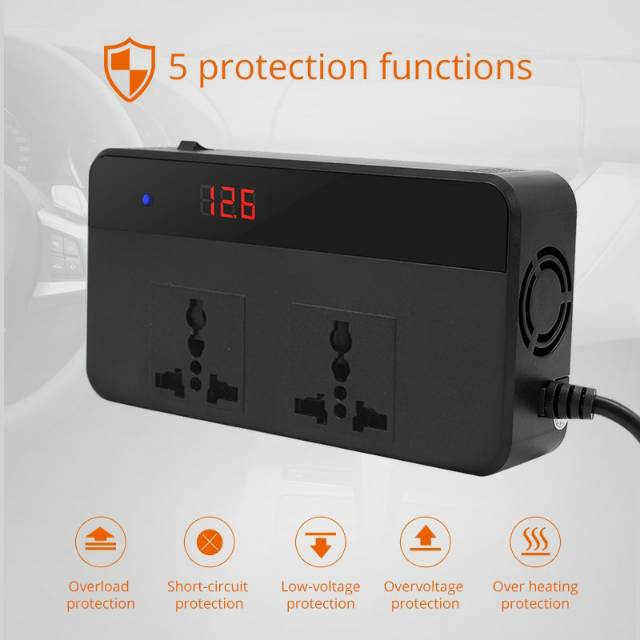 Car Power Inverter DC 12V to AC 220V 200W 4 USB Port