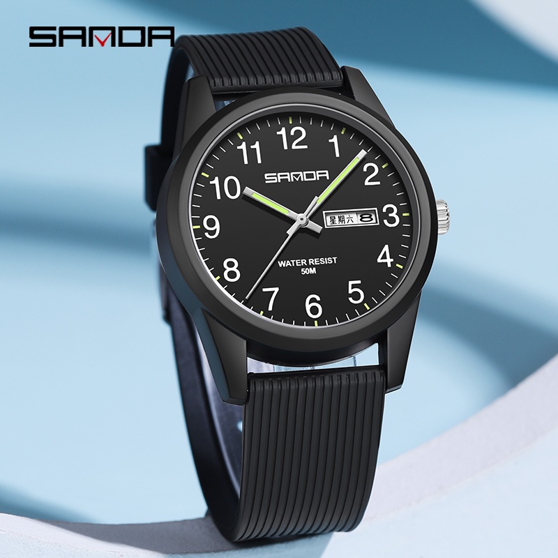 SANDA 6091 Jam Tangan Pria Wanita Analog Sport Tali Rubber Luminous WATCHKITE WKOS