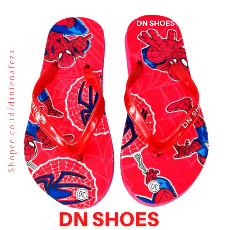 Sandal Anak Laki Laki sandal jepit anak Karakter Laba Laba Spider Merah