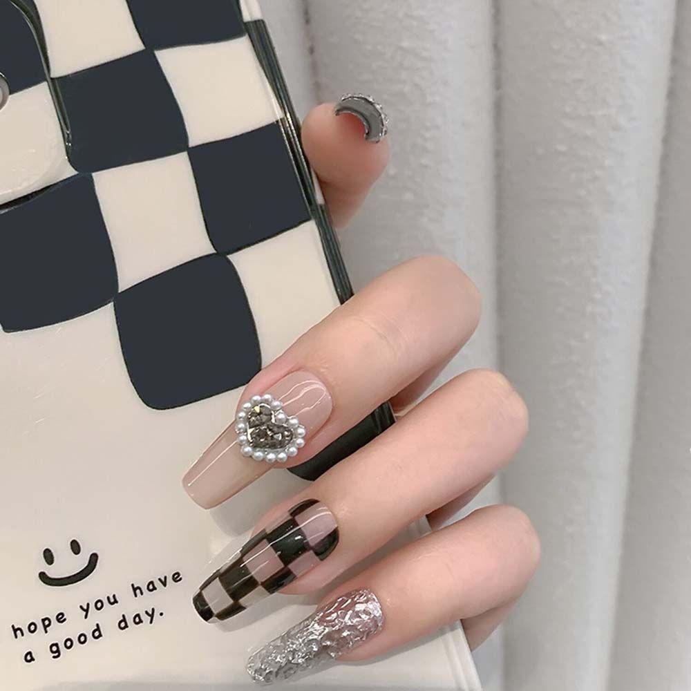 Agustina Cinta Hati Kuku Berlian Imitasi All-match 3D Cinta Hati Mewah Mutiara Ornamen Jepang DIY Nail Art Perhiasan