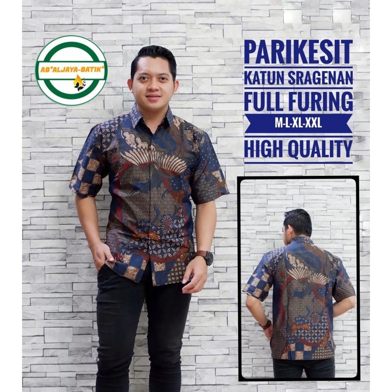 BATIK PRIA PARIKESIT PENDEK LAPIS FURING KATUN HALUS SRAGENAN SIZE M-XXL HIGH QUALITY