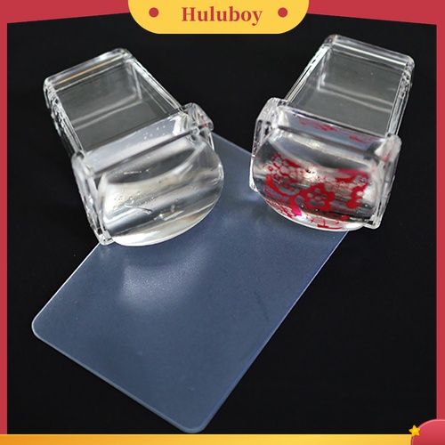 Huluboy Huluboy♡ 2pcs / Set Stamper / Scraper Nail Art Bahan Jelly Silikon