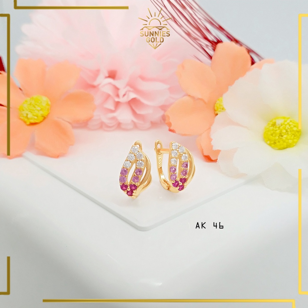 ANTING EMAS ASLI LUCU & UNIK WANITA DEWASA KASUAL ANTING CEWEK KADAR 300 & 375 SIMPLE - AK 40