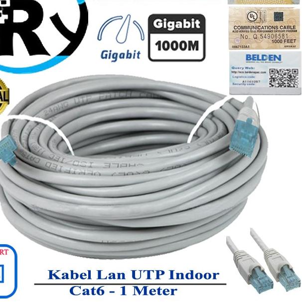 ✻ Belden UTP 1M Cat6 Kabel LAN 1 Meter Original USA Gigabit Siap Pakai ◄
