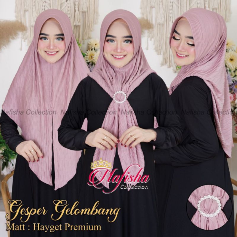 Jilbab Instan Bergo Plisket Gesper Model Terbaru  Kerudung Instan Plisket Gelombang Free Ring