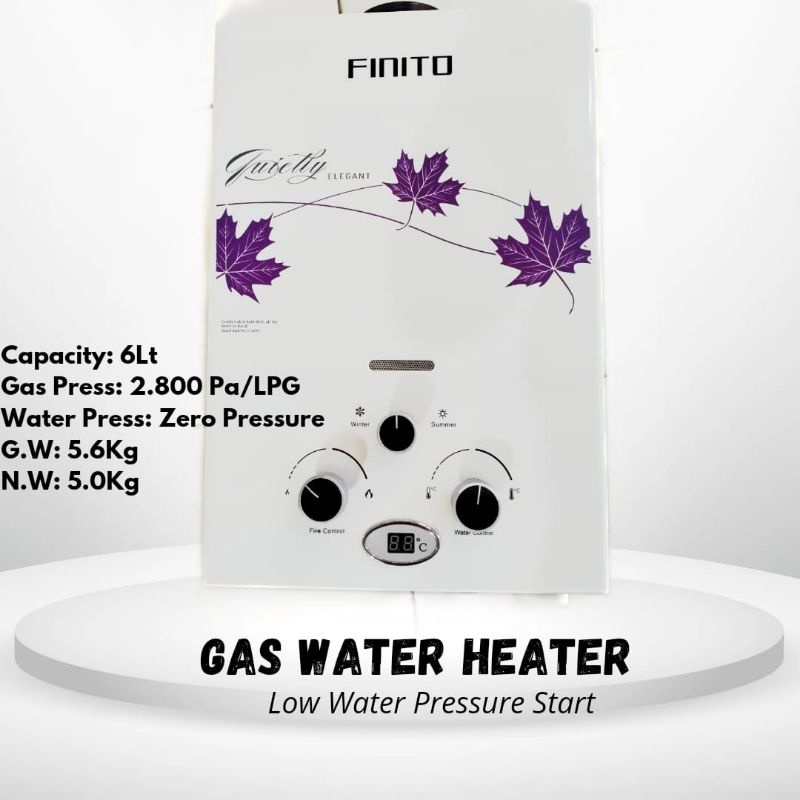 Water Heater Gas Finito Matrix LED/Tempered