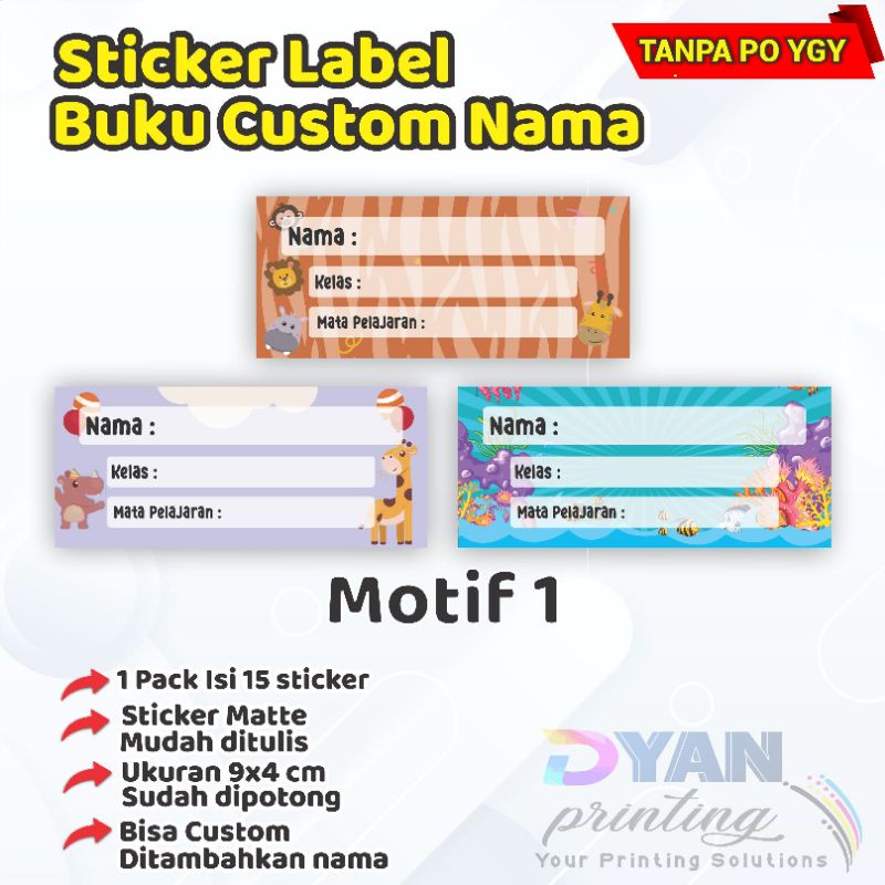 15 PCS STICKER LABEL BUKU CUSTOM NAMA