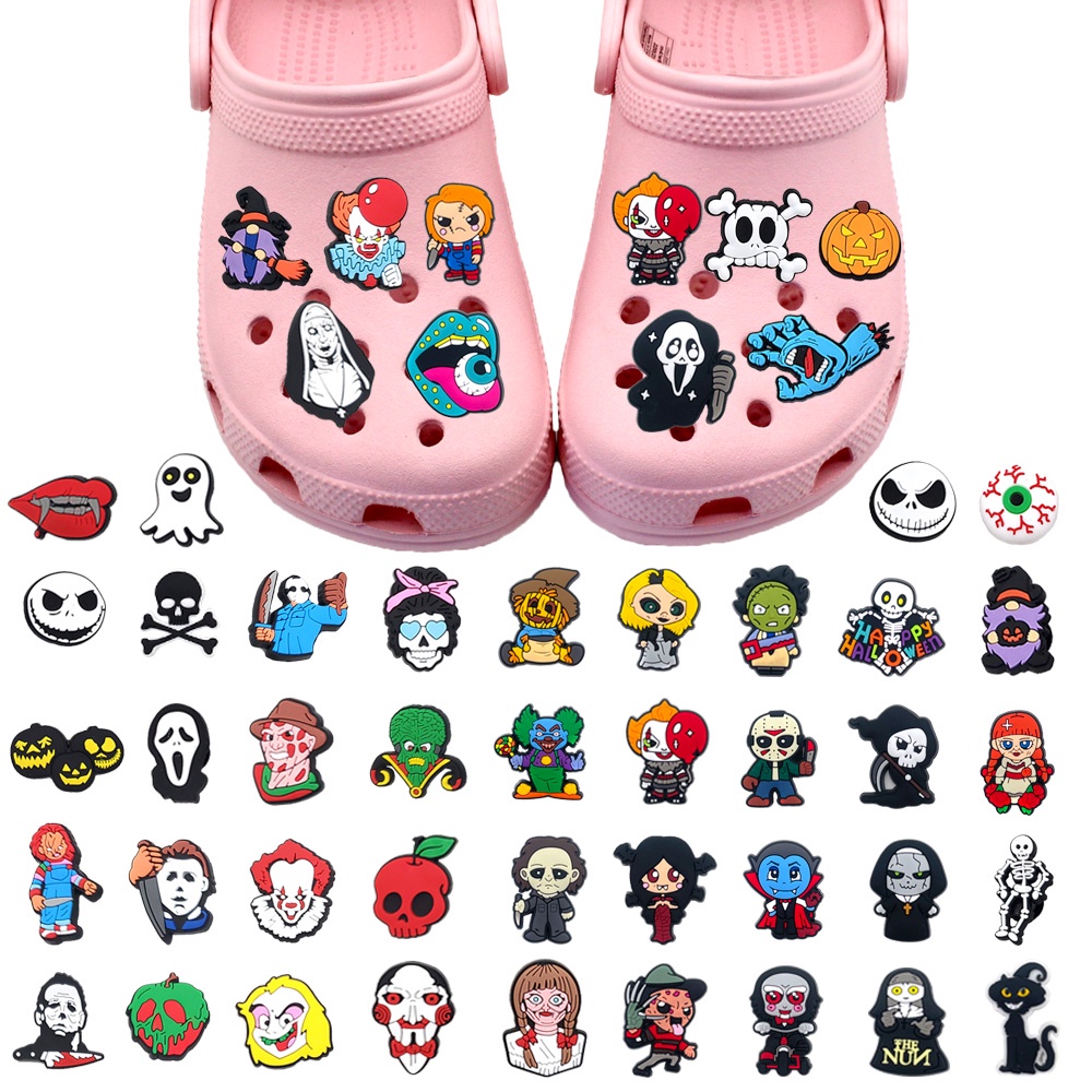 Charms sepatu Crocs Pin Jibbitz DIY Dapat Dilepas Desain Kartun halloween seri sandal decorate accessories Untuk Aksesoris Sepatu Sandal Unisex