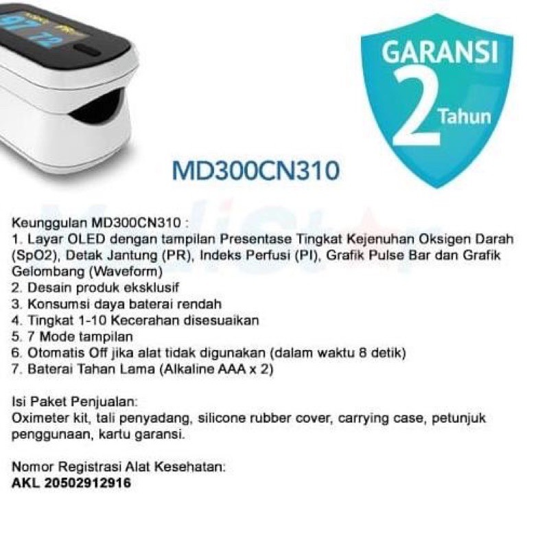 Oximeter ChoiceMmed MD300CN310/Oximeter Fingertip Saturasi Oksigen