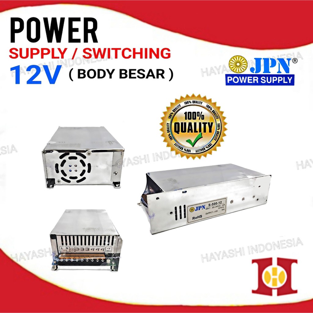 Adaptor Power Supply Switching 12V DC 30A 40A 50A CCTV LED Relay PLC