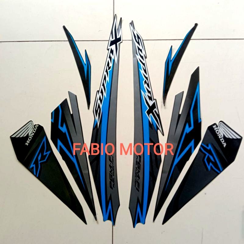 Stiker striping Honda Supra x 125 fi 2018 hitam lis biru